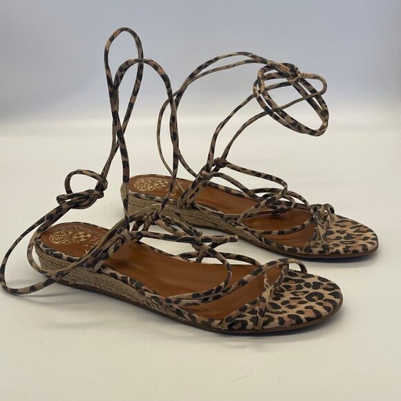 Vince Camuto Prasetta Gladiator Wedge Sandals Size 8 Cheetah Print Leather - Picture 6 of 13